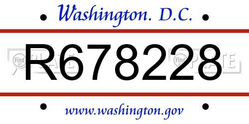 R678228 District Of Columbia License Plate