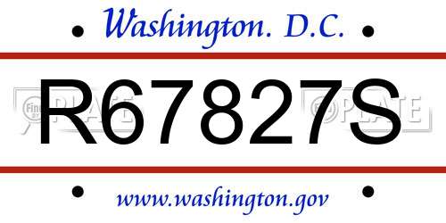 R67827S District Of Columbia License Plate