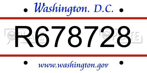 R678728 District Of Columbia License Plate