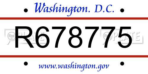 R678775 District Of Columbia License Plate