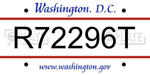 R72296T District Of Columbia License Plate