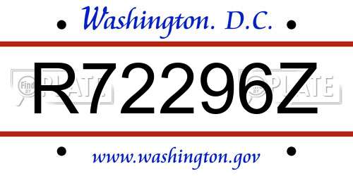R72296Z District Of Columbia License Plate