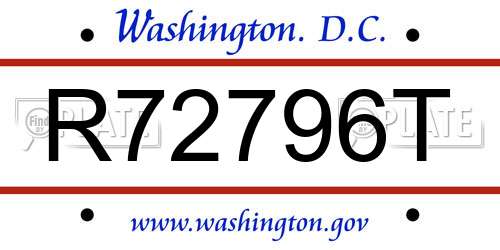 R72796T District Of Columbia License Plate