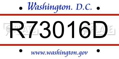 R73016D District Of Columbia License Plate