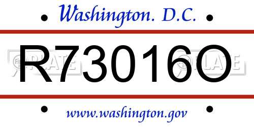 R73016O District Of Columbia License Plate