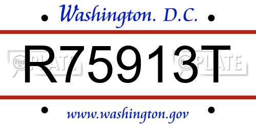 R75913T District Of Columbia License Plate