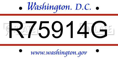 R75914G District Of Columbia License Plate