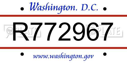 R772967 District Of Columbia License Plate