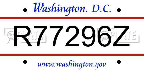 R77296Z District Of Columbia License Plate