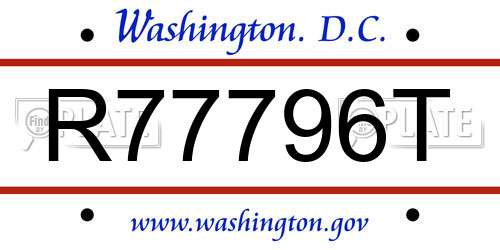 R77796T District Of Columbia License Plate