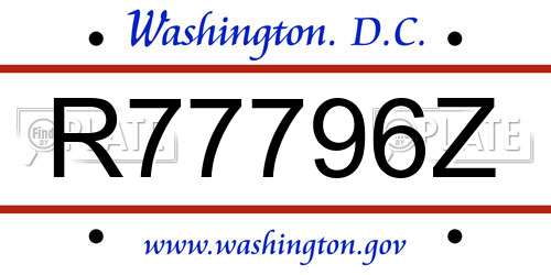 R77796Z District Of Columbia License Plate