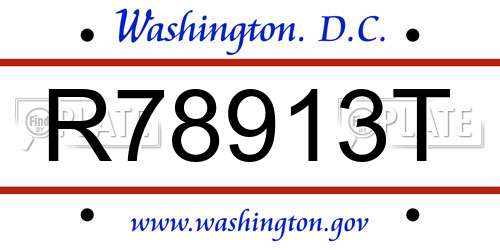 R78913T District Of Columbia License Plate