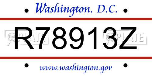 R78913Z District Of Columbia License Plate
