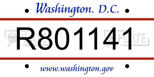 R801141 District Of Columbia License Plate