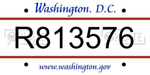 R813576 District Of Columbia License Plate