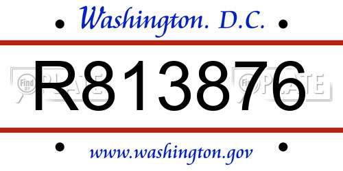 R813876 District Of Columbia License Plate
