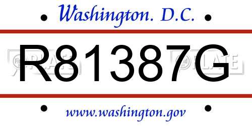 R81387G District Of Columbia License Plate