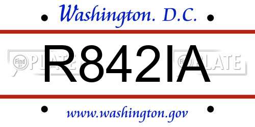 R842IA District Of Columbia License Plate