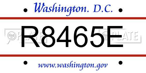 R8465E District Of Columbia License Plate