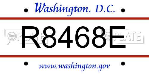 R8468E District Of Columbia License Plate
