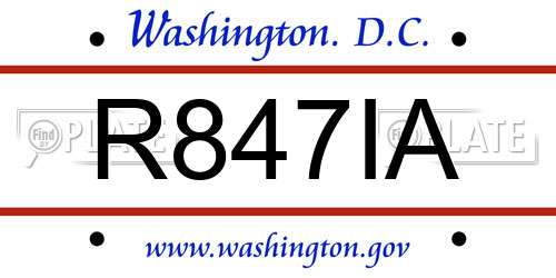 R847IA District Of Columbia License Plate