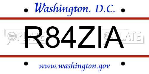 R84ZIA District Of Columbia License Plate