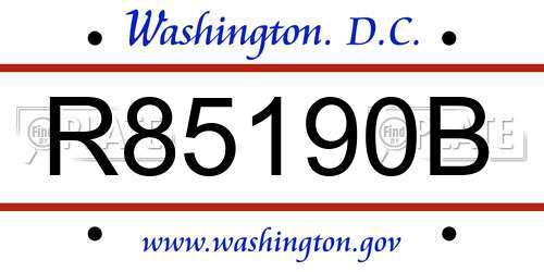 R85190B District Of Columbia License Plate