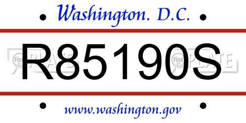 R85190S District Of Columbia License Plate
