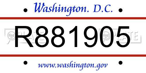 R881905 District Of Columbia License Plate