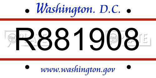 R881908 District Of Columbia License Plate