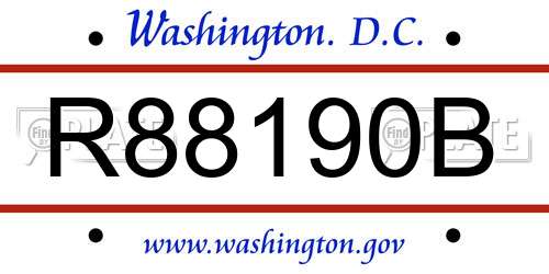 R88190B District Of Columbia License Plate
