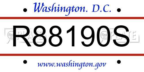R88190S District Of Columbia License Plate