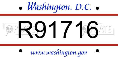 R91716 District Of Columbia License Plate