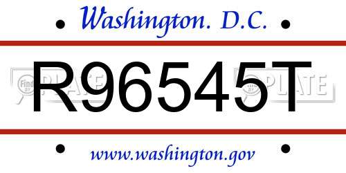 R96545T District Of Columbia License Plate