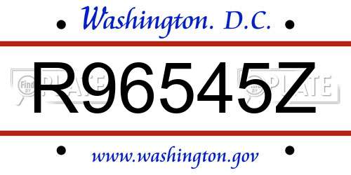 R96545Z District Of Columbia License Plate