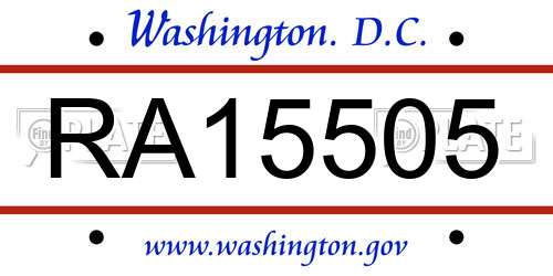 RA15505 District Of Columbia License Plate