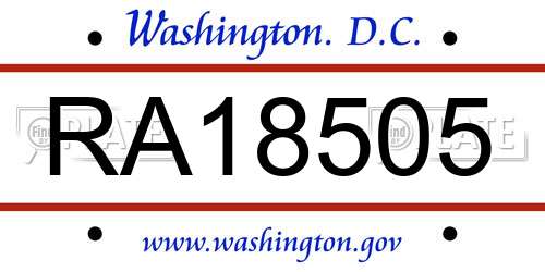 RA18505 District Of Columbia License Plate