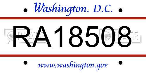 RA18508 District Of Columbia License Plate