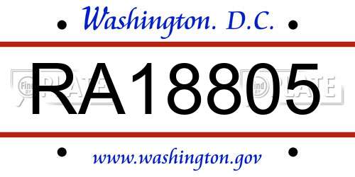 RA18805 District Of Columbia License Plate