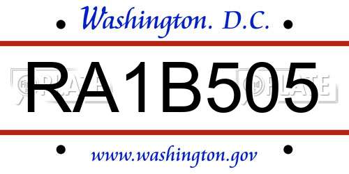 RA1B505 District Of Columbia License Plate