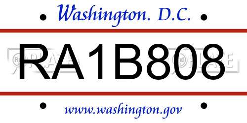 RA1B808 District Of Columbia License Plate