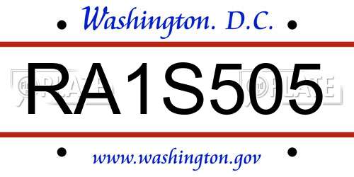 RA1S505 District Of Columbia License Plate
