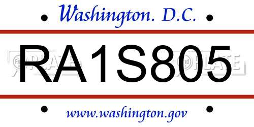 RA1S805 District Of Columbia License Plate