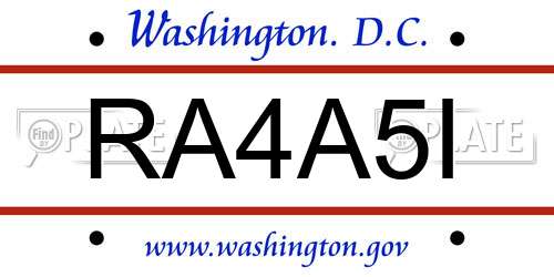 RA4A5I District Of Columbia License Plate