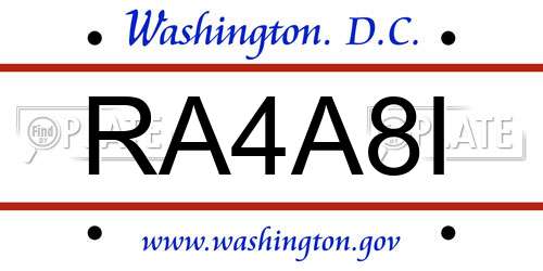 RA4A8I District Of Columbia License Plate
