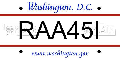 RAA45I District Of Columbia License Plate