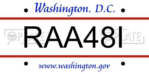 RAA48I District Of Columbia License Plate