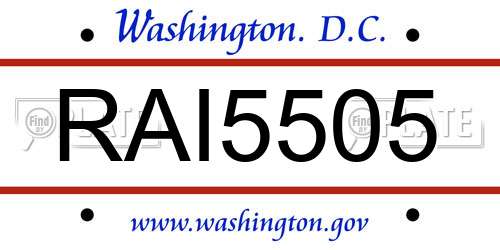RAI5505 District Of Columbia License Plate