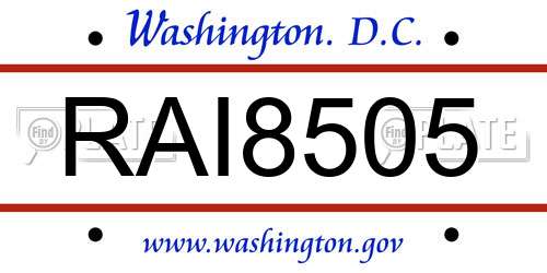 RAI8505 District Of Columbia License Plate