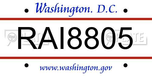 RAI8805 District Of Columbia License Plate